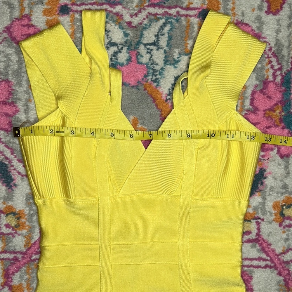 House Of CB London Neon Yellow Bodycon Bandage Cocktail Dress Size XS - Picture 10 of 13